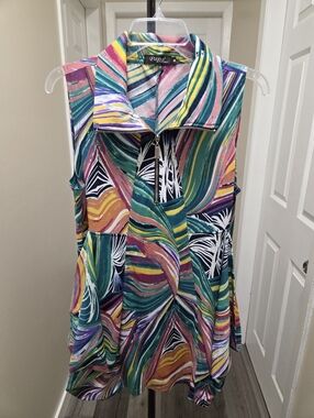 Papa Vancouver Multicolor Sleeveless Zip Front Tunic Dress
